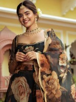 Black Organza Digital Print Lehenga Choli